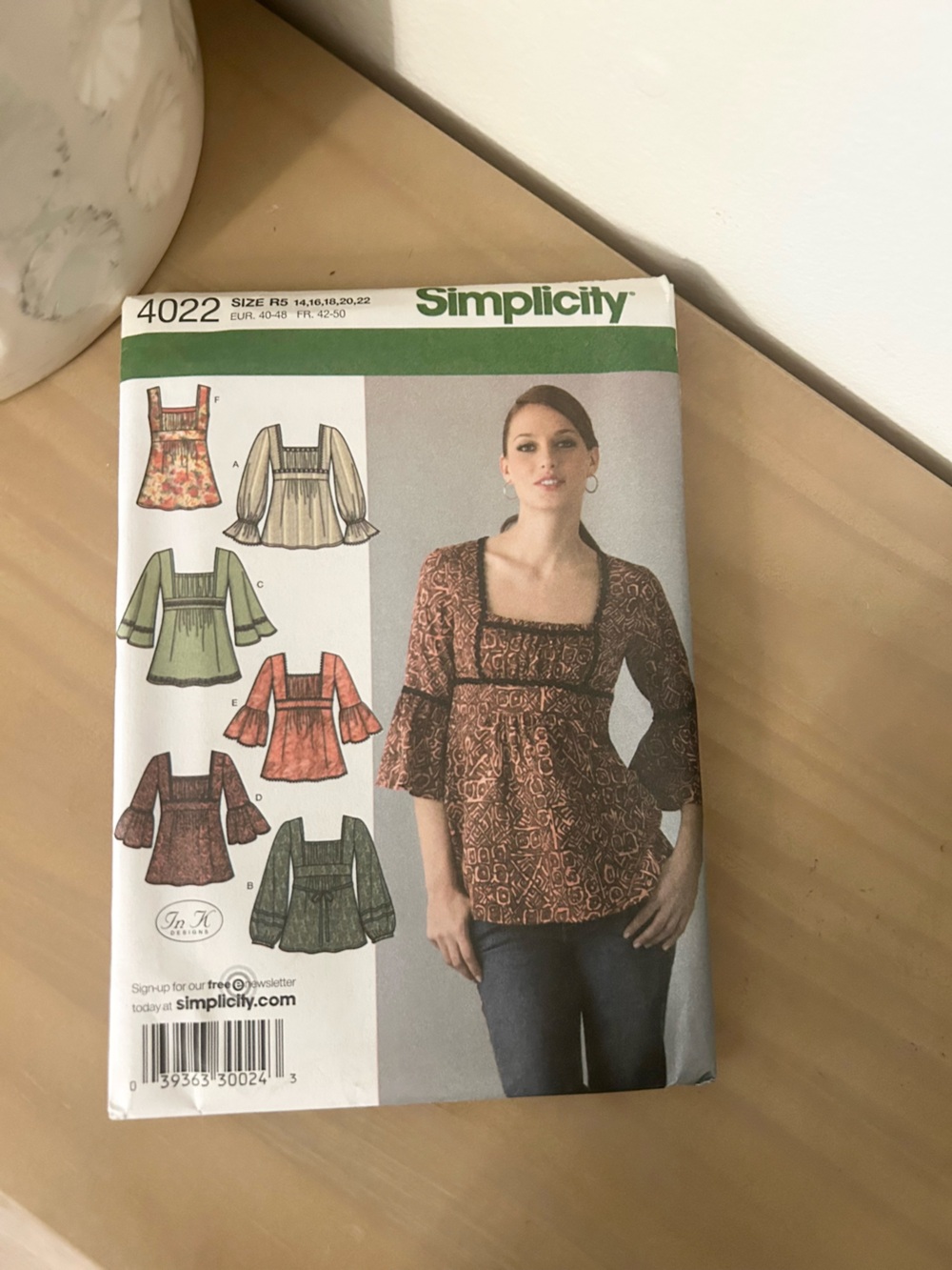 Vintage Simplicity 4022 Misses Tunic Tops Sewing Pattern Sizes 14–22